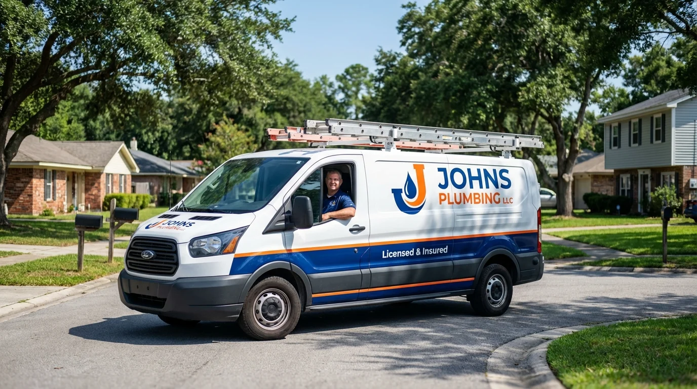 Johns Plumbing LLC service van in Williamstown, MA