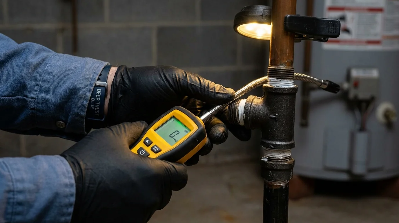 Gas leak detection with electronic sniffer by Johns Plumbing LLC in Williamstown